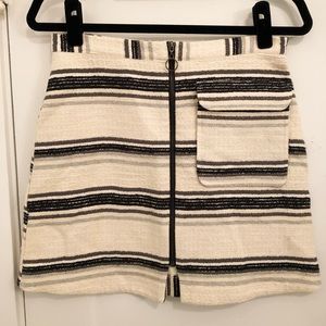 Topshop Striped Zip front A-Line skirt US 6